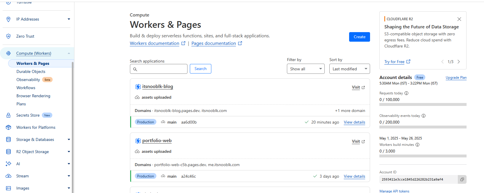 Cloudflare Pages UI